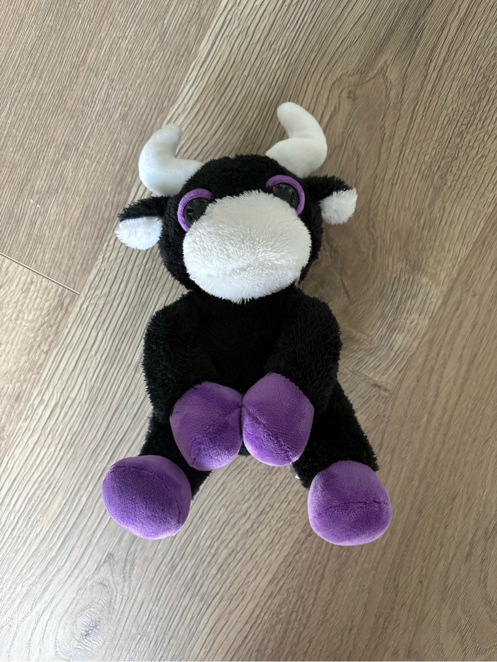 Plush Black and Purple Cow Stuffed Toy - Soft Kids Plush